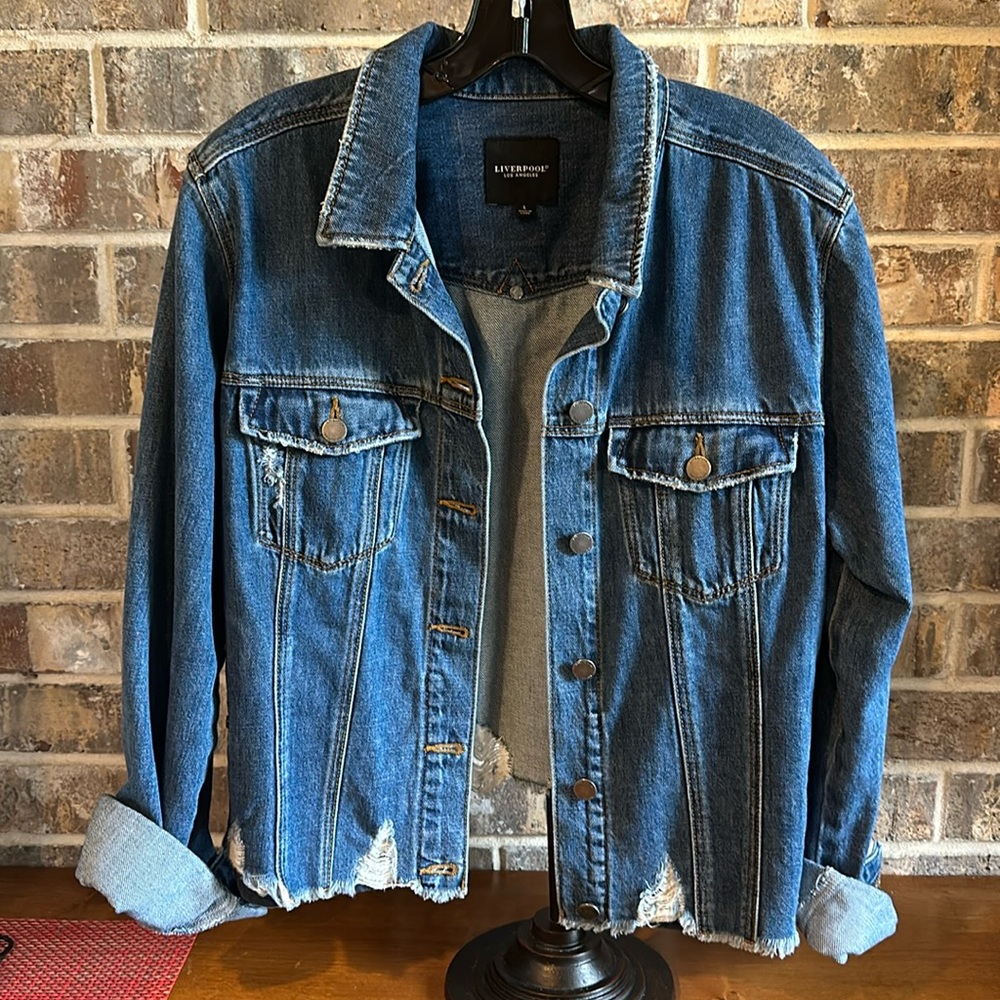 Liverpool Blue Denim Jean Jacket with Rolled Sleeves